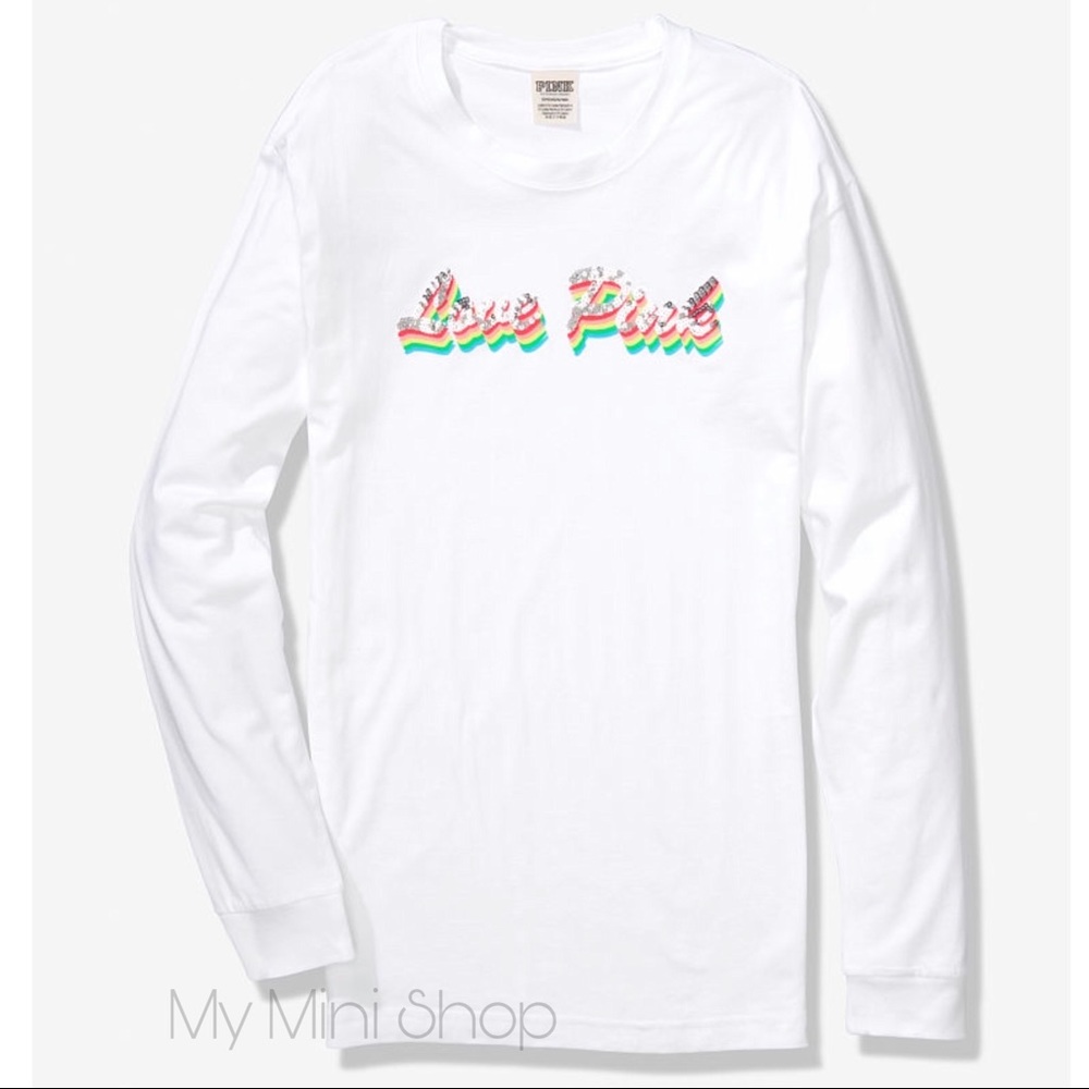 PINK Bling Rainbow Long Sleeve Tee